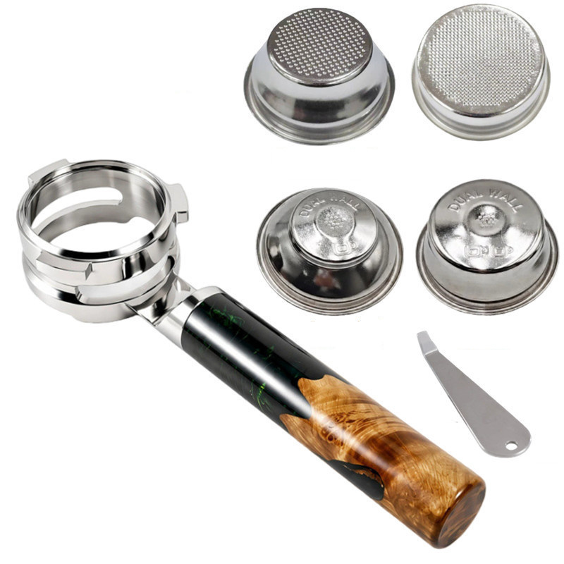 Naked Portafilter Bottomless - Paslanmaz Çelik Düz Tabanlı 54mm Oyuklu